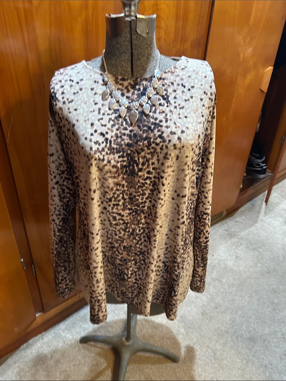 Avenue Brown Animal-Print Long Sleeve Tee